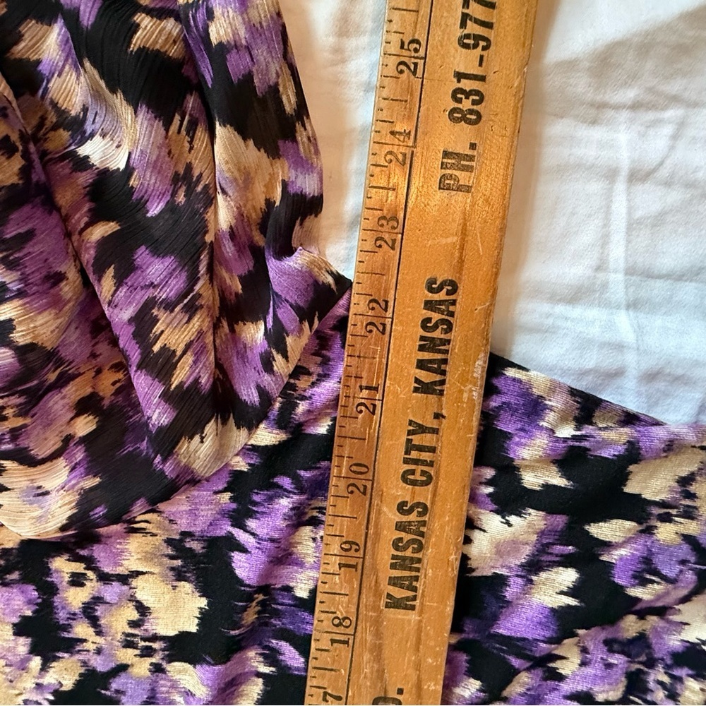 Chico’s Floral Sheer Blouse Size (3)XL Purple Black Organza Long Sleeve Top - Picture 11 of 12